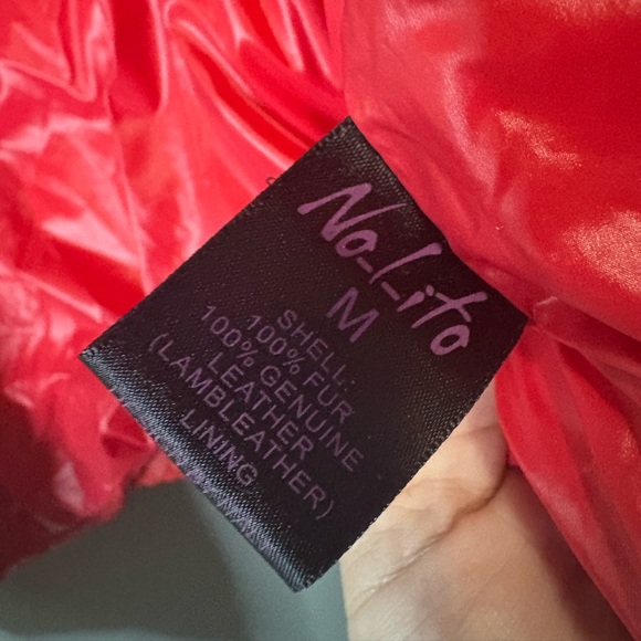 Nolito Italy size M Leather Red Puffer Vest, full front zip with pockets - Picture 4 of 9